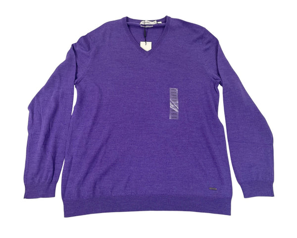 Calvin Klein Men’s Purple V-Neck Sweater Pullover Long Sleeve Size XL - New