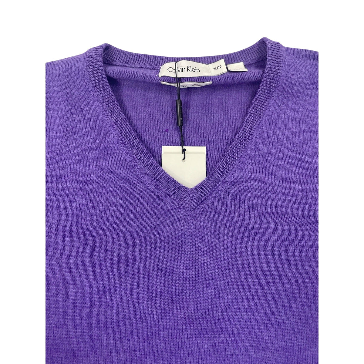 Calvin Klein Men’s Purple V-Neck Sweater Pullover Long Sleeve Size XL - New