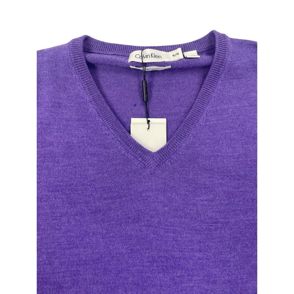 Calvin Klein Men’s Purple V-Neck Sweater Pullover Long Sleeve Size XL - New
