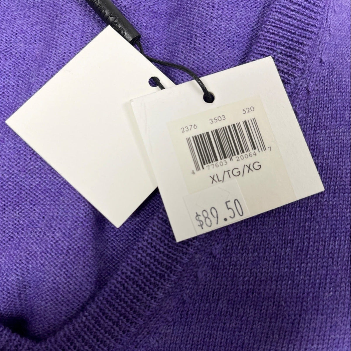 Calvin Klein Men’s Purple V-Neck Sweater Pullover Long Sleeve Size XL - New