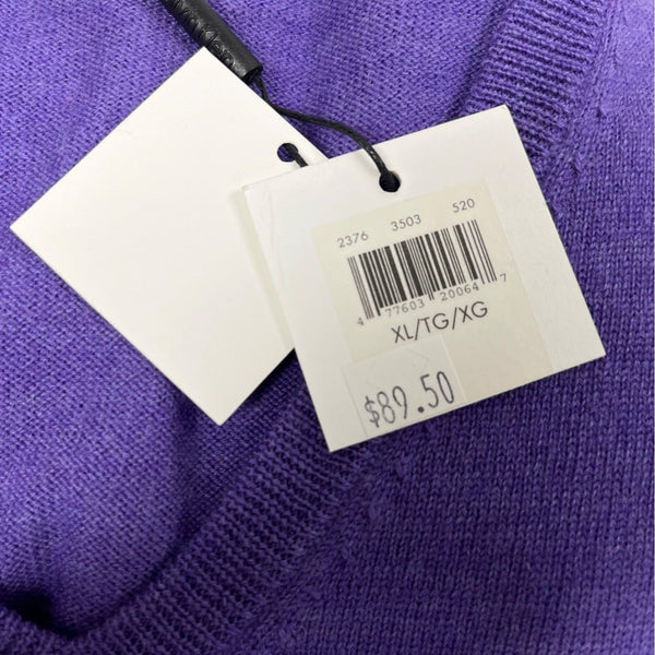 Calvin Klein Men’s Purple V-Neck Sweater Pullover Long Sleeve Size XL - New