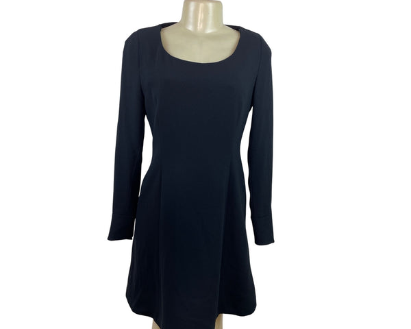 Ellen Tracy Black Long Sleeve Scoop Neck A-Line Mini Dress Sz 4