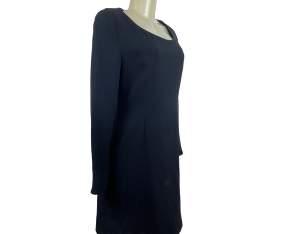 Ellen Tracy Black Long Sleeve Scoop Neck A-Line Mini Dress Sz 4