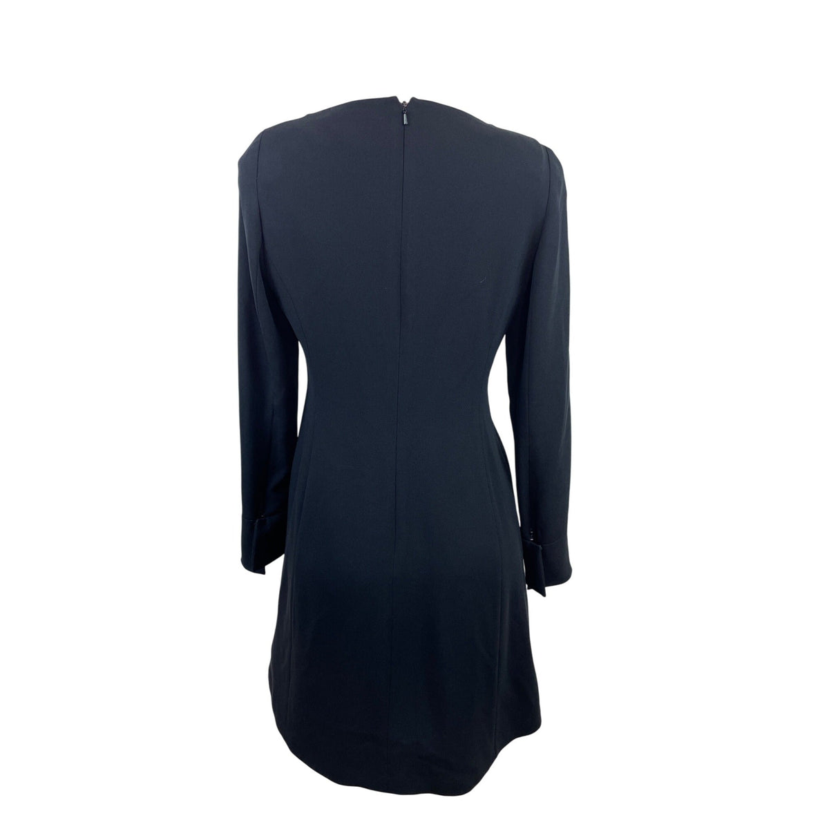 Ellen Tracy Black Long Sleeve Scoop Neck A-Line Mini Dress Sz 4