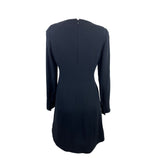 Ellen Tracy Black Long Sleeve Scoop Neck A-Line Mini Dress Sz 4