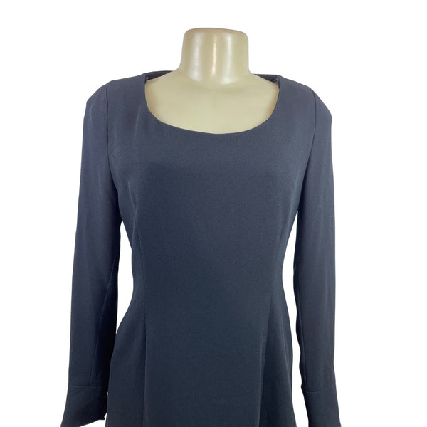 Ellen Tracy Black Long Sleeve Scoop Neck A-Line Mini Dress Sz 4
