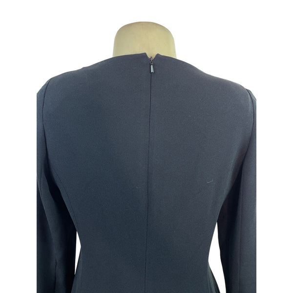 Ellen Tracy Black Long Sleeve Scoop Neck A-Line Mini Dress Sz 4