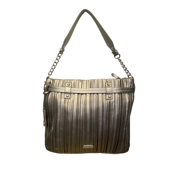 Jessica Simpson Women’s Platinum Metallic Pleated Chain-Strap Becca Handbag