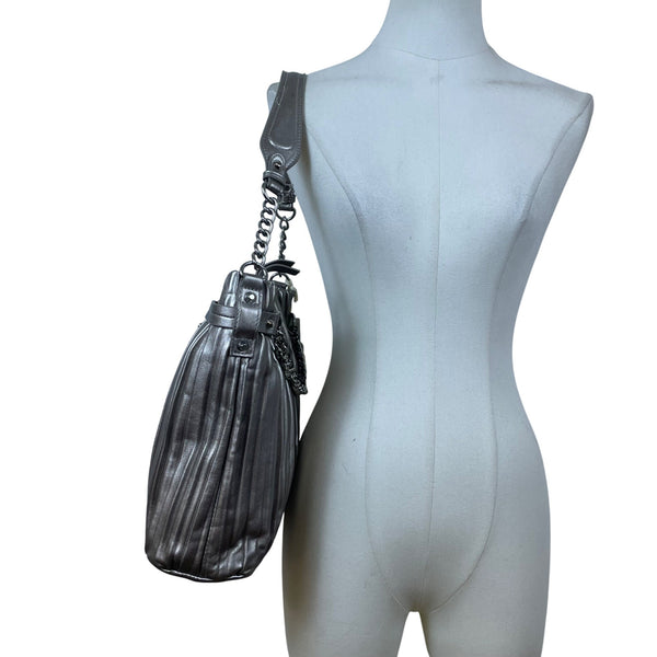 Jessica Simpson Women’s Platinum Metallic Pleated Chain-Strap Becca Handbag