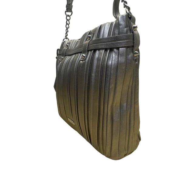 Jessica Simpson Women’s Platinum Metallic Pleated Chain-Strap Becca Handbag