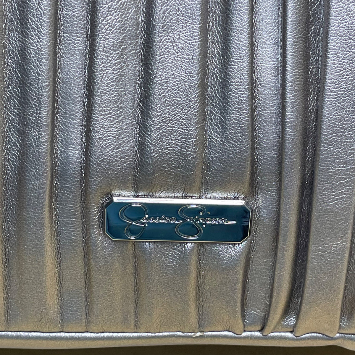 Jessica Simpson Women’s Platinum Metallic Pleated Chain-Strap Becca Handbag