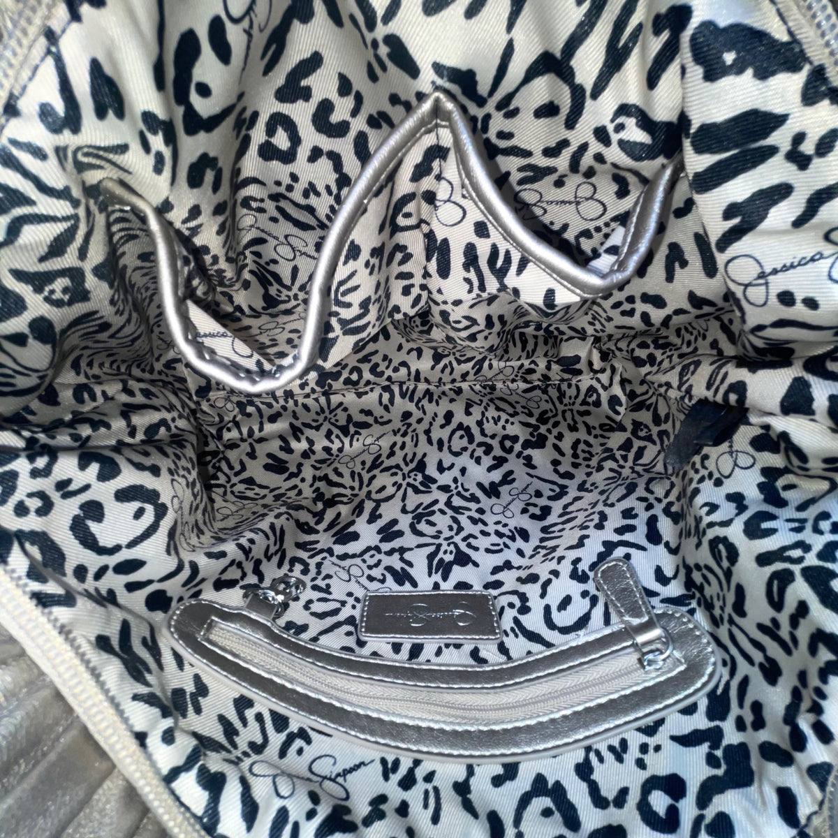 Jessica Simpson Women’s Platinum Metallic Pleated Chain-Strap Becca Handbag