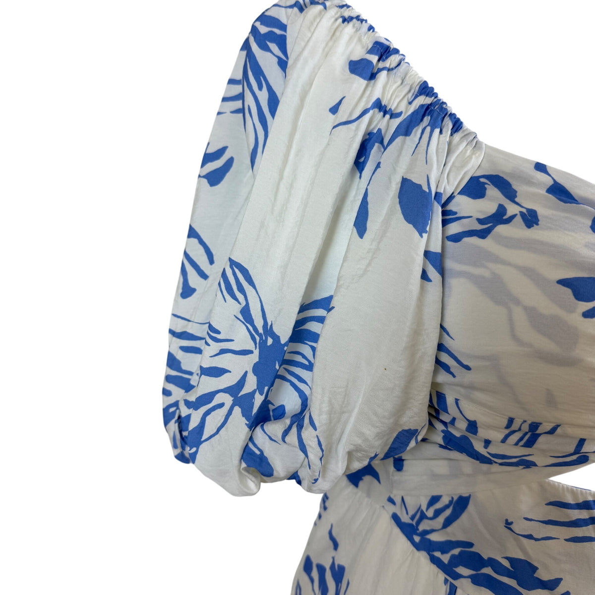 Amica Maxi Dress Blue White Floral Print Puff Sleeves Womens Casual Sz 18
