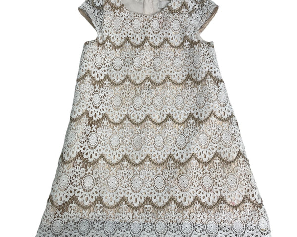 Camilla Girls' White & Gold Lace Lined Formal Dress Size 6