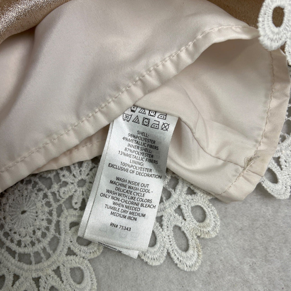 Camilla Girls' White & Gold Lace Lined Formal Dress Size 6