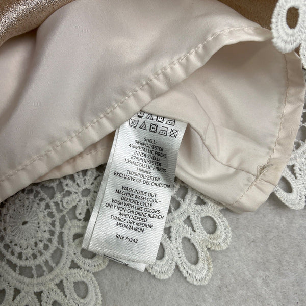Camilla Girls' White & Gold Lace Lined Formal Dress Size 6
