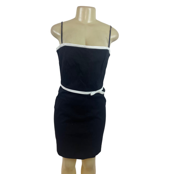 Laundry By Shelli Segal Black & White Sleeveless Dress W/ Bow Accent Sz 8P