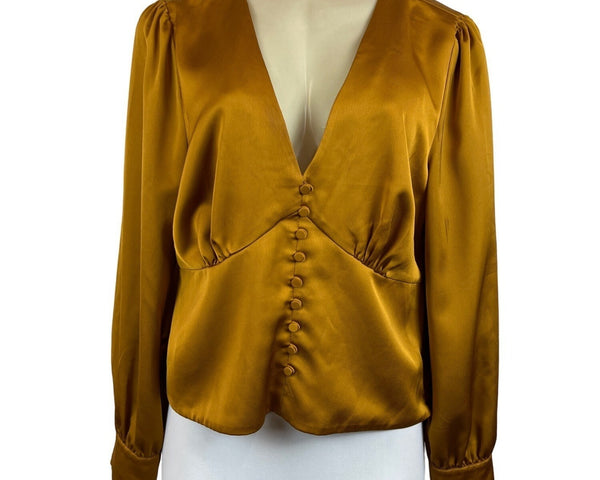 J. Crew Women's Bronze Button Up Long Sleeve Blouse Sz 10
