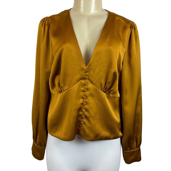 J. Crew Women's Bronze Button Up Long Sleeve Blouse Sz 10