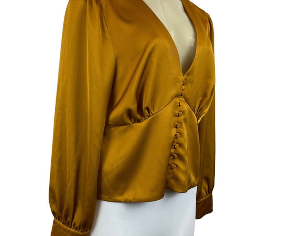 J. Crew Women's Bronze Button Up Long Sleeve Blouse Sz 10