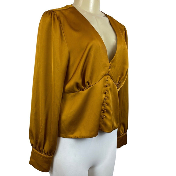 J. Crew Women's Bronze Button Up Long Sleeve Blouse Sz 10