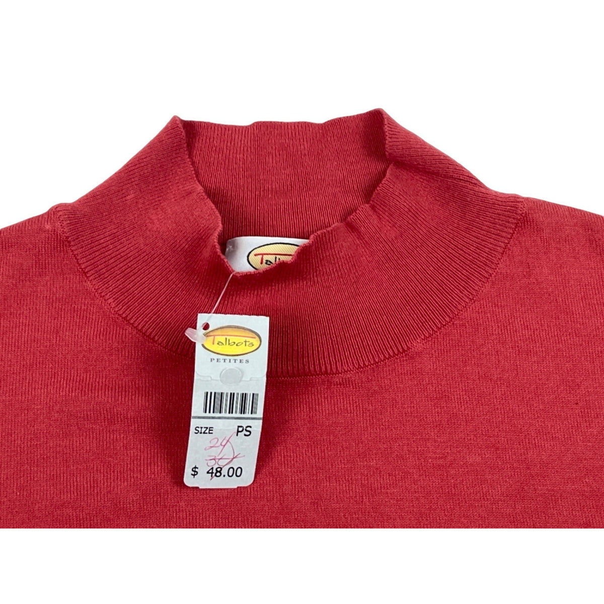 Vintage Talbots Women's Petites Long High Neck Red Pullover Sweater Size S - New