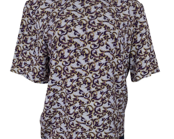 Vintage Worthington Womens Purple White Blouse Sze M