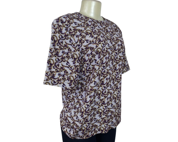 Vintage Worthington Womens Purple White Blouse Sze M