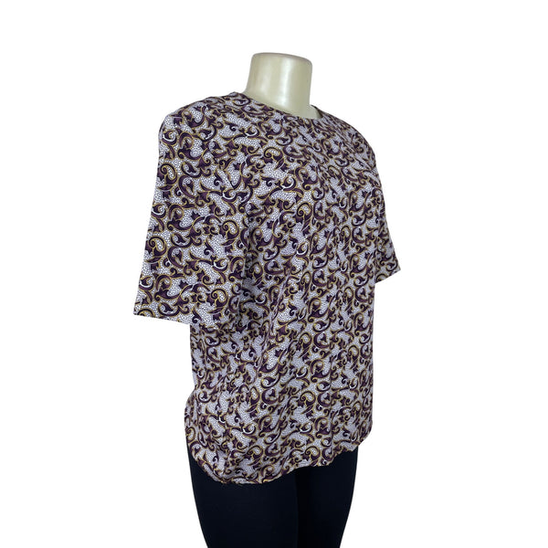 Vintage Worthington Womens Purple White Blouse Sze M