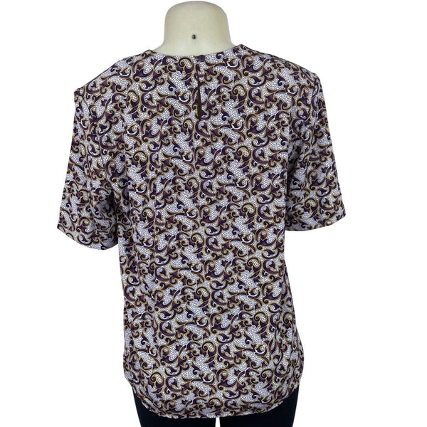 Vintage Worthington Women's Purple White Blouse Sizee M