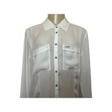 Guess Womens White Button-Down Long Sleeve Blouse Sz M