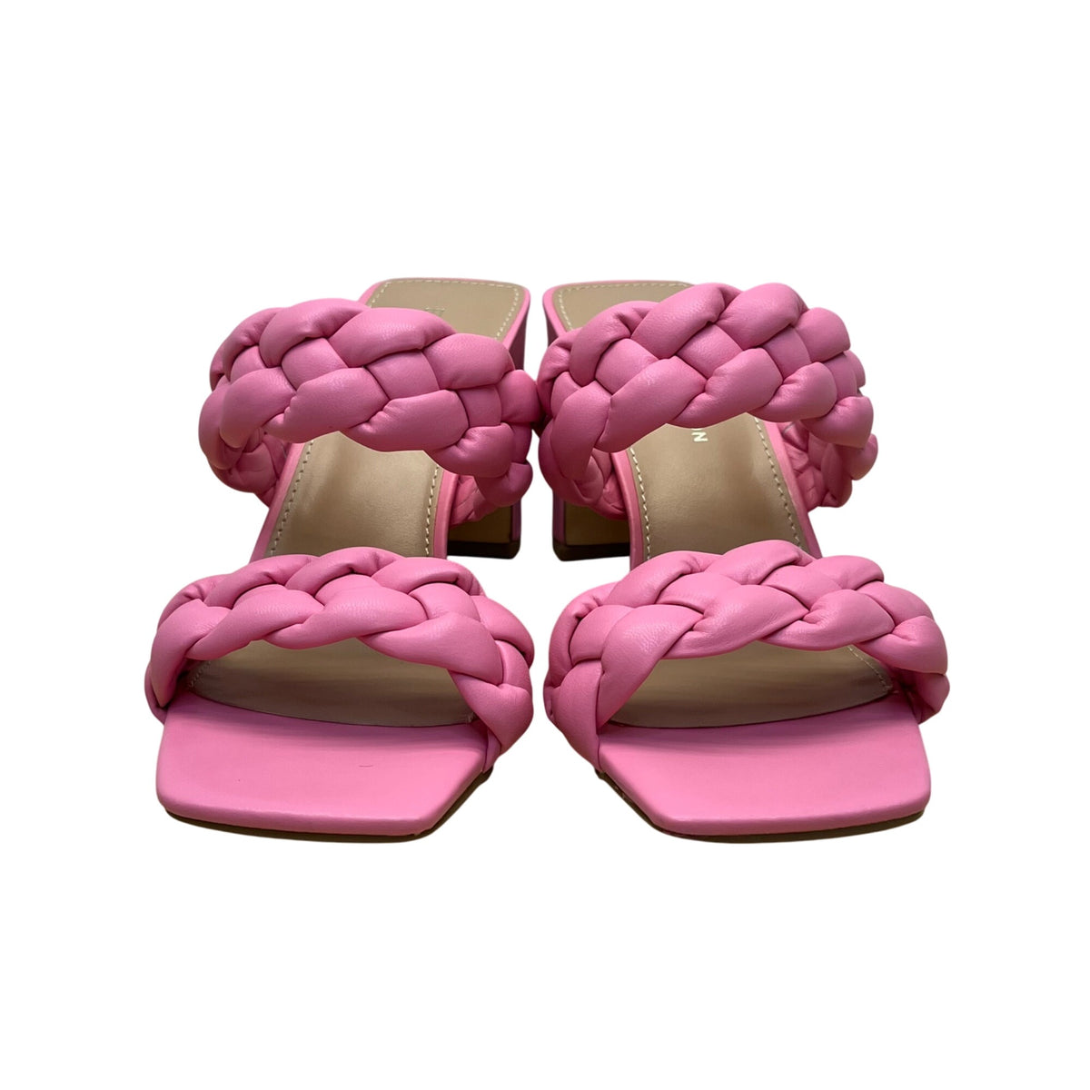 BCBGeneration Womens Pink Braided Chunky Heel Sandals Size 6.5
