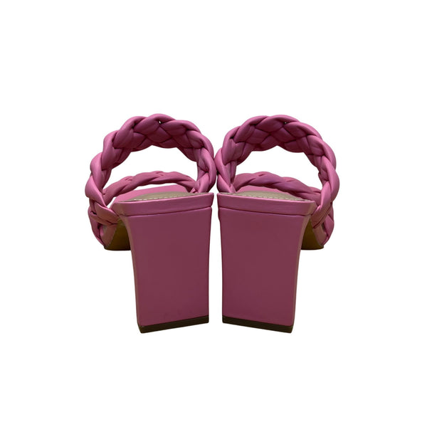 BCBGeneration Womens Pink Braided Chunky Heel Sandals Size 6.5