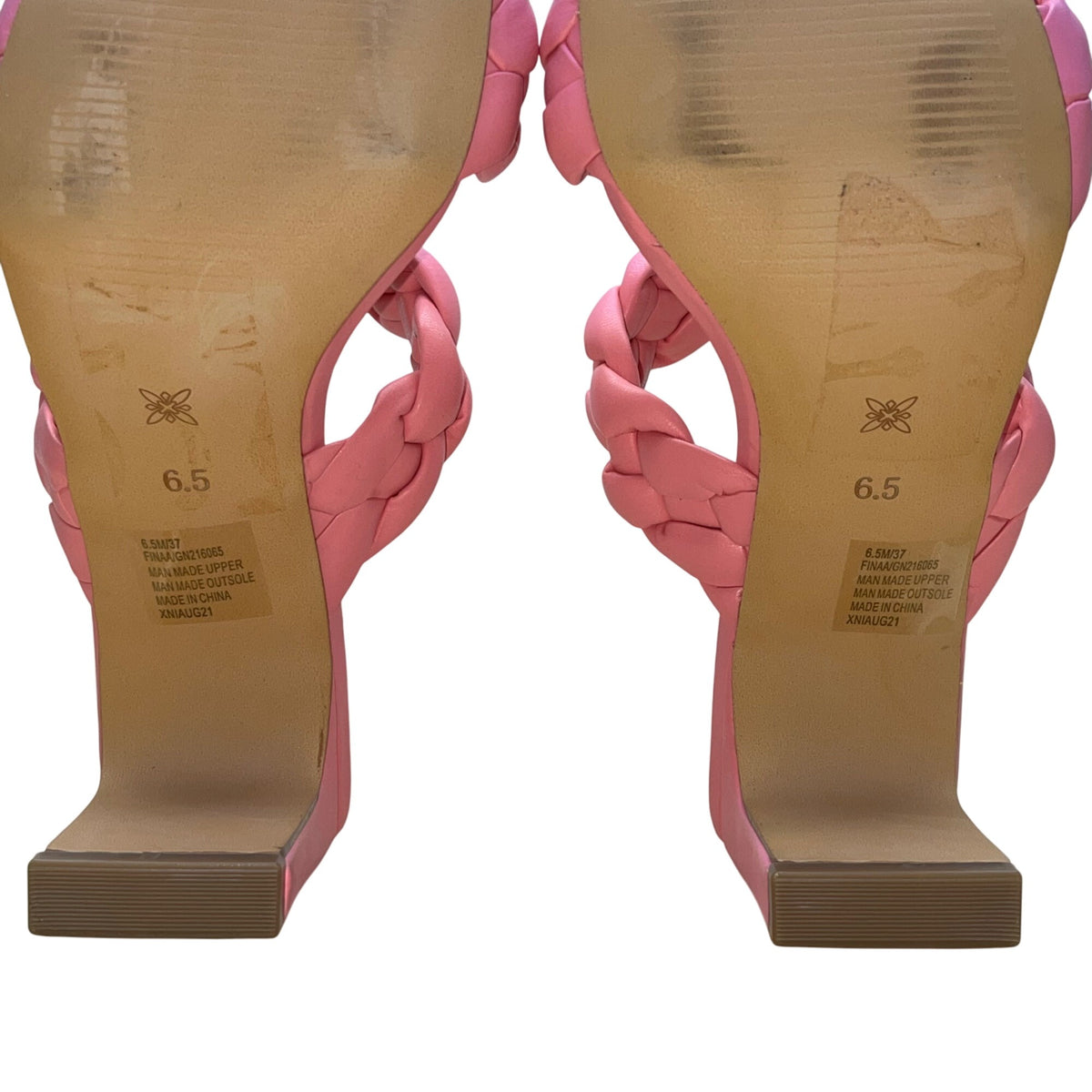 BCBGeneration Womens Pink Braided Chunky Heel Sandals Size 6.5