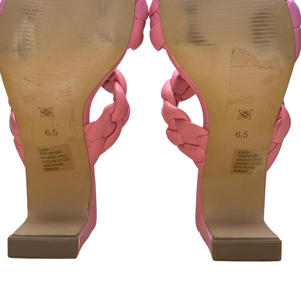 BCBGeneration Womens Pink Braided Chunky Heel Sandals Size 6.5