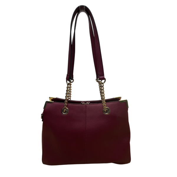 Wilsons Leather Women’s Red Burgundy Faux Leather Chain Strap Shoulder Bag