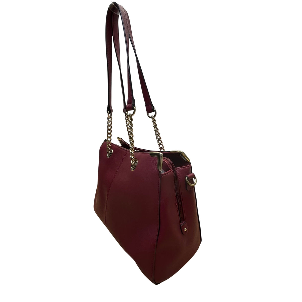Wilsons Leather Women’s Red Burgundy Faux Leather Chain Strap Shoulder Bag