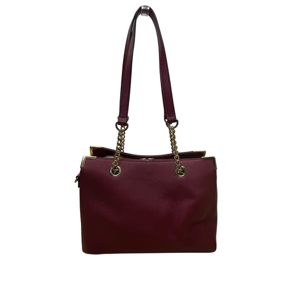 Wilsons Leather Women’s Red Burgundy Faux Leather Chain Strap Shoulder Bag