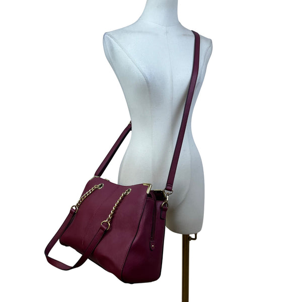 Wilsons Leather Women’s Red Burgundy Faux Leather Chain Strap Shoulder Bag