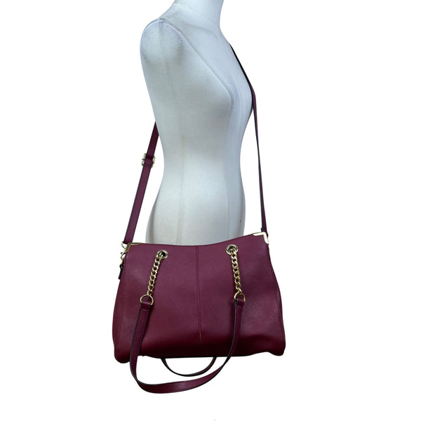 Wilsons Leather Women’s Red Burgundy Faux Leather Chain Strap Shoulder Bag