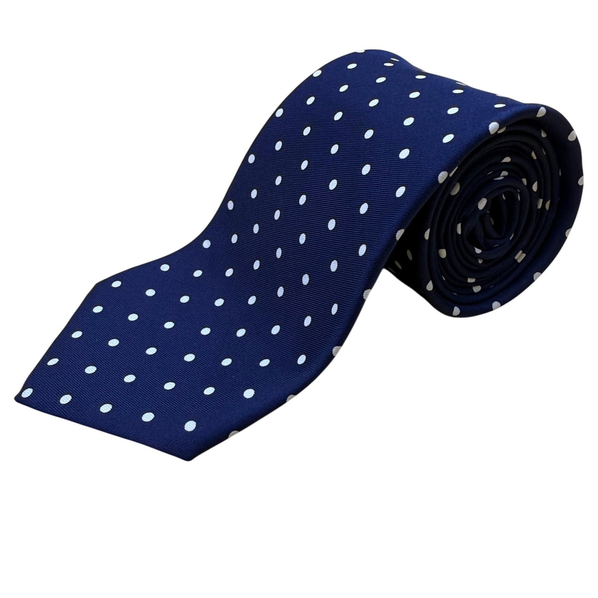 Vintage Brooks Brothers Mens Navy & White Polka Dot All Silk Necktie 57" Length