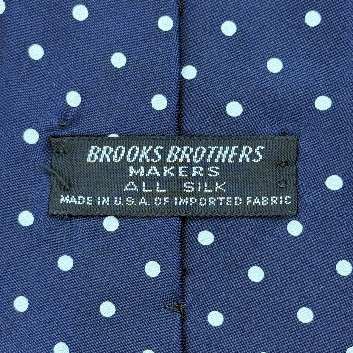Vintage Brooks Brothers Mens Navy & White Polka Dot All Silk Necktie 57" Length