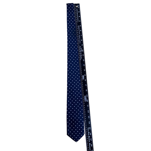 Vintage Brooks Brothers Mens Navy & White Polka Dot All Silk Necktie 57" Length