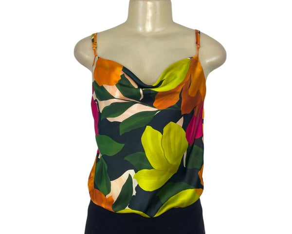 Gilli Women's Multicolor Tropical Print Sleeveless Bodysuit Sz S - New