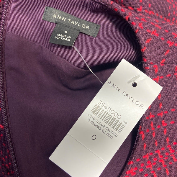 Ann Taylor Women's Purple Plaid Sheath Dress with Belt Strap Sz 0 (EUR 28) - NWT