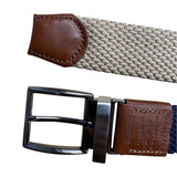 Tommy Bahama Reversible Navy & Tan Woven Belt With Leather Trim SM/MD (32-36)