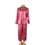 Morgan Taylor Luxurious Pink Satin Floral Embroidered Pajama Set Sz L - New