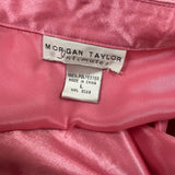 Morgan Taylor Luxurious Pink Satin Floral Embroidered Pajama Set Sz L - New