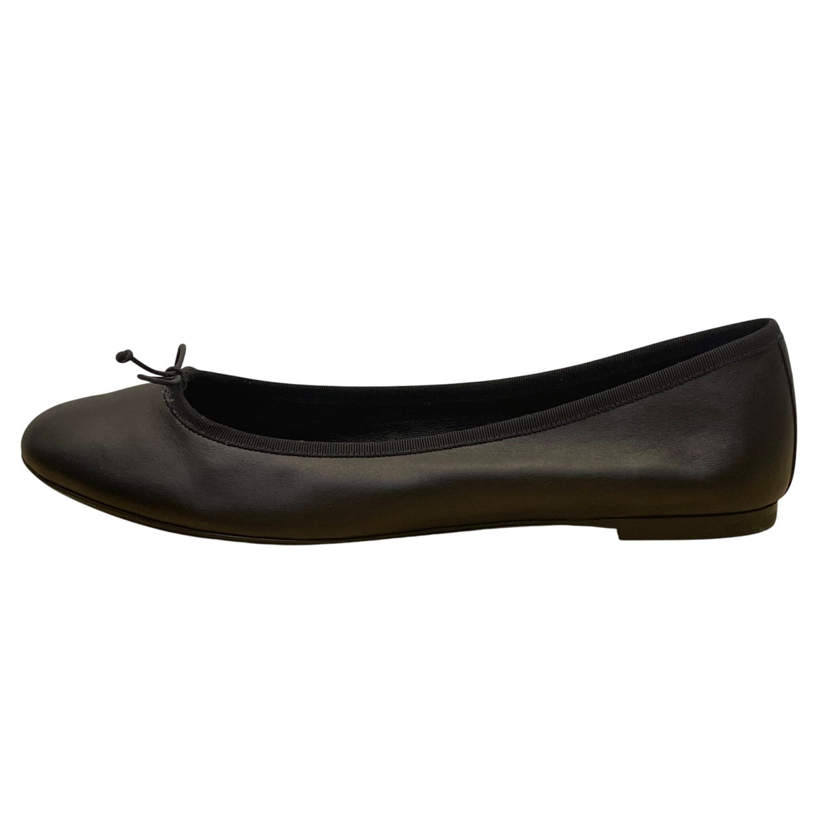Saint Laurent Womens Black Leather With Bow Detail Ballet Flats Size 10