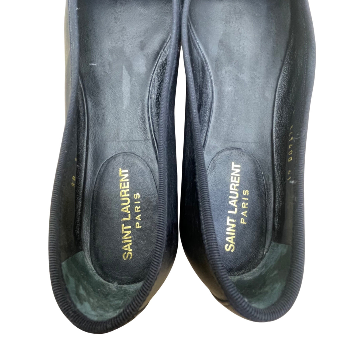 Saint Laurent Womens Black Leather With Bow Detail Ballet Flats Size 10